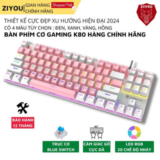 Bàn Phím Cơ Gaming ZIYOU Cao Cấp K80 Blue Switch Tích Hợp 20 Chế Độ LED Nháy Cực Đẹp, 4 Màu Sắc Tùy Chọn