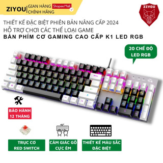 Bàn Phím CƠ Cao Cấp Ziyou K1 LED 20 Chế Độ Cực Đẹp, Trục Cơ RED SWITCH Gõ Siêu Êm, Phím Full Size Cho Máy Tính Laptop