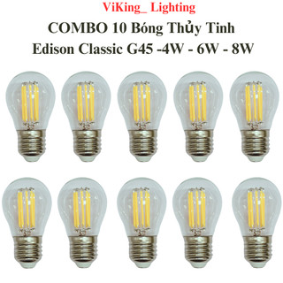 Bóng đèn led thủy tinh giả sợi đốt edison classic g45 4w 6w 8w vàng nắng 3000k trang trí chiếu sáng decor