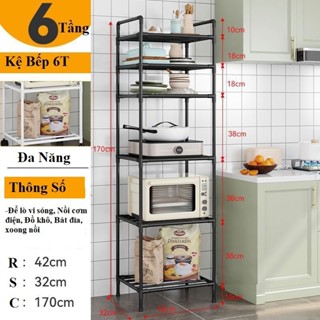  Kệ Bếp 5 - 6 Tầng Cao Cấp Thép Cabon Sơn Tĩnh Điện Có bánh Xe Di Chuyển Dễ Dàng 