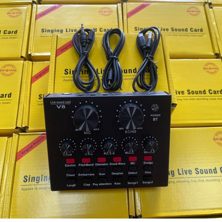 Sound card V8 cao cấp có kết nối không dây bluetooth dành cho míc thu âm.hàng đẹp Smarttnt.vn