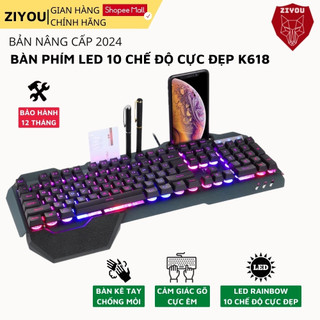 Bàn Phím Giả Cơ GAMING ZIYOU K618 Có 10 Chế Độ Led RGB ,Có Dây Thích Hợp Với PC,Laptop,Máy Tính