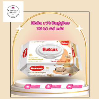 Khăn ướt Huggies chiết xuất Ca cao và Bơ hạt mỡ gói 72 miếng