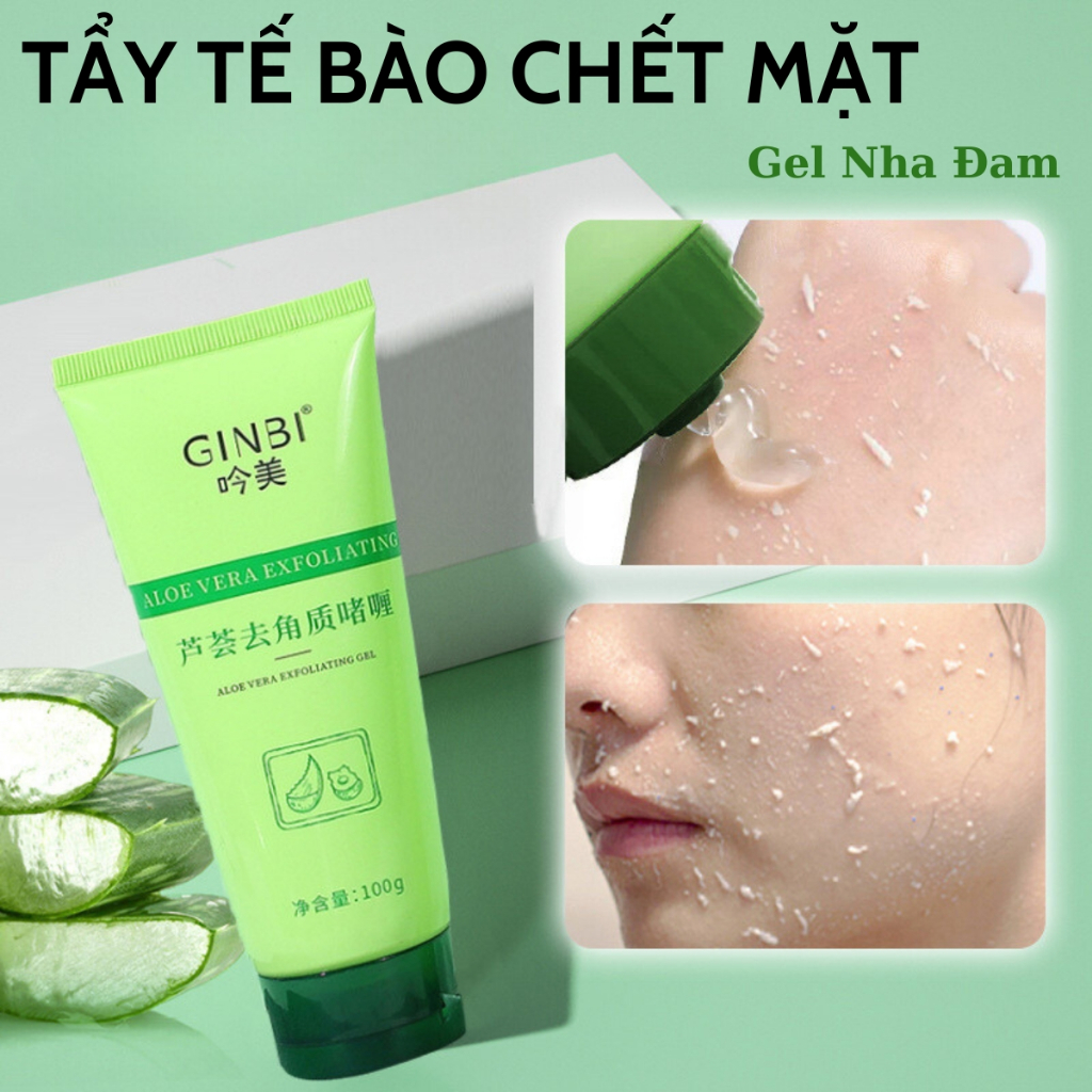 Tẩy Da Chết Mặt Làm Sạch Sâu Cho Làn Da Sạch Mịn Căng Bóng, Gel Tẩy Tế Bào Chết Da Mặt Ginbi Chiết Xuất Nha Đam