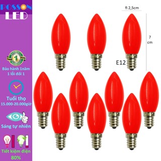 10 Bóng đèn Led quả nhót trái ớt cà na 1w nến trang trí bàn thờ thần tài đuôi E12 nhót đỏ Posson LCh-E12R