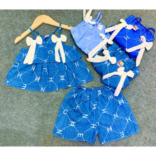 Bộ Jean Lụa Hai Dây Phối Nơ Bé (12-18kg) (giao màu ngẫu nhiên)
