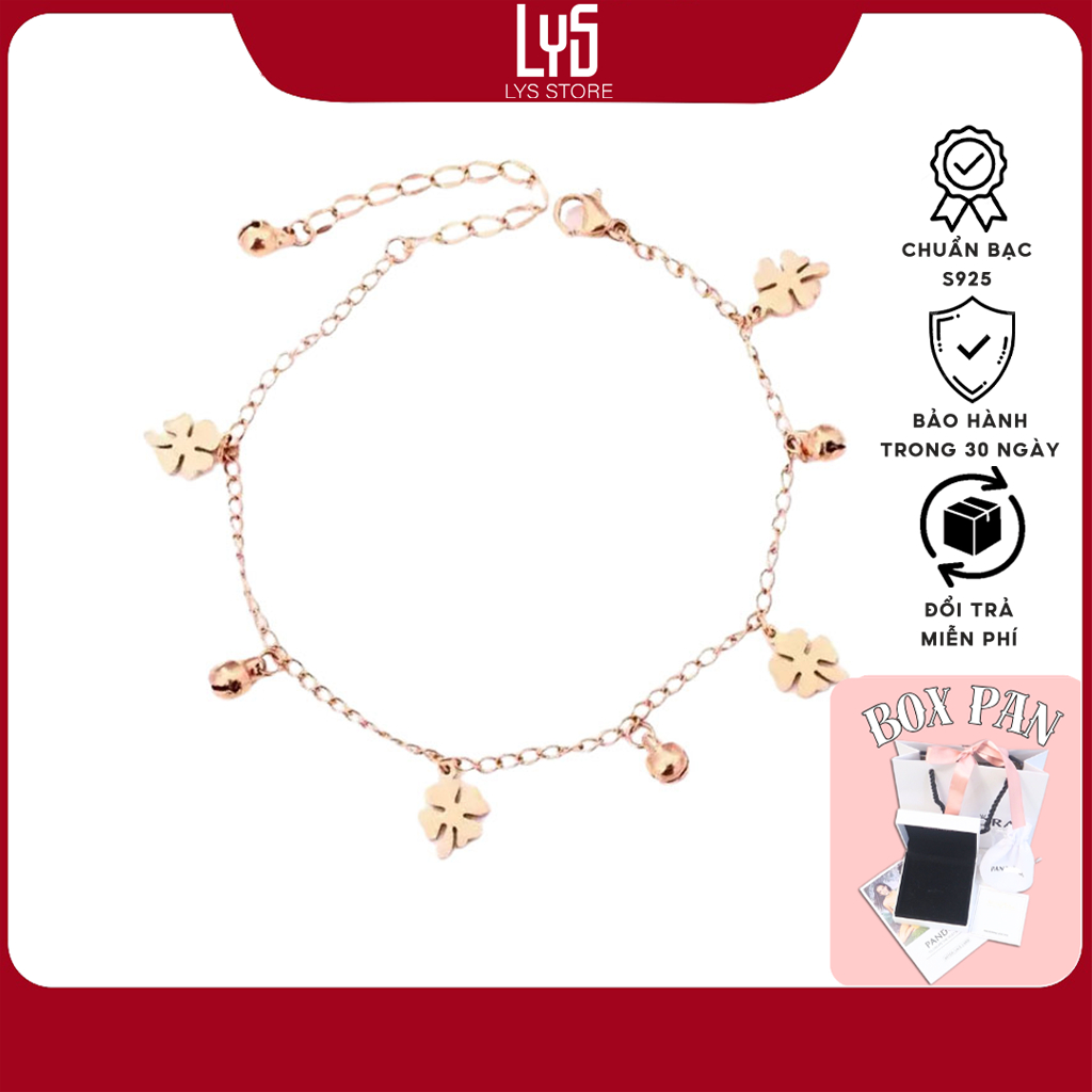 Lắc chân bạc Lys Fashion Diamond Flower Anklet Rose Gold 9010RG - Lắc chân nữ S925 Fullbox hộp PAN đ