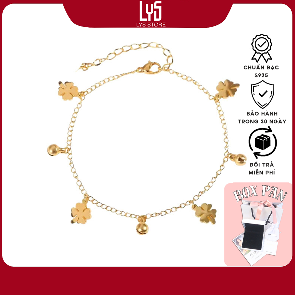Lắc chân bạc Lys Fashion Diamond Flower Anklet Gold 9010GG - Lắc chân nữ S925 Fullbox hộp PAN đầy đủ