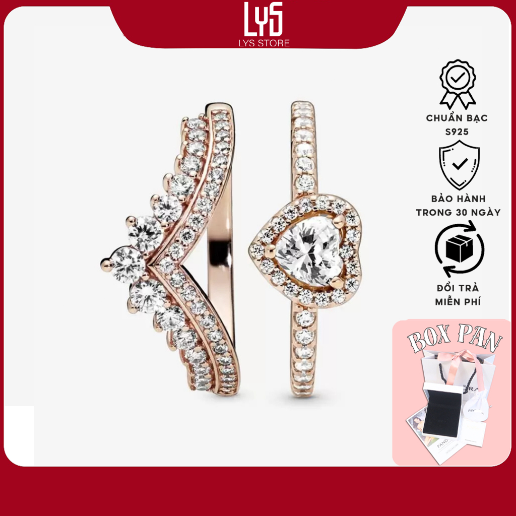 Bộ nhẫn bạc S925 Heart of Rose Princess 8042RG-8058RG