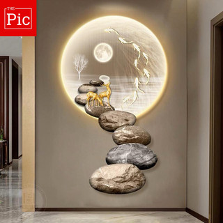 Tranh Tráng Gương 3D Đèn Led , Tranh Phong Cảnh Hươu Tài Lộc Tích Hợp Led Có Điều Khiển Từ Xa