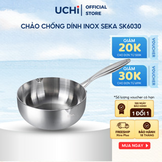 Chảo chống dính INOX SEKA SK6030, tay cầm chống nóng, sang trọng, tặng kèm 1 gác dầu