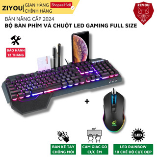 Bộ Bàn Phím Chuột ZIYOU Led RGB Cực Đẹp, Phím Gõ Êm Có Kê Tay Chống Mỏi, Chuột Có 3 Mức DPI, Hỗ Trợ Chơi Game K618+V1