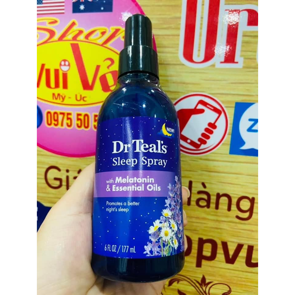 XỊT DƯỠNG GIÚP NGỦ NGON, GIẢM STRESS DR TEAL'S SLEEP SPRAY MELATONIN & ESSSENTIAL OIL 177ML - 17092
