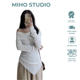 Áo trễ vai dài tay tăm thái Miho Studio