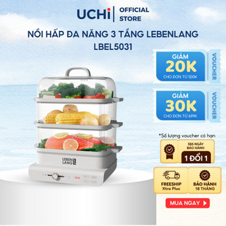 Nồi hấp điện 3 tầng Lebenlang LBEL5031 , chế độ hẹn giờ dể dàng , khây hấp bằng nhựa cao cấp