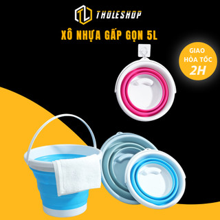 Xô Gấp Gọn Thông Minh Không Lo Vỡ, Dung Tích 5L, Có Móc Treo Tholeshop 9434