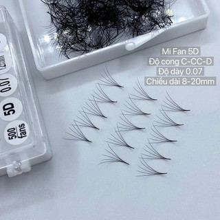 Mi Fan 5D hộp 500Fan / Độ cong C-CC-D / Độ dày 0.07 / Sỉ lẻ dụng cụ mi giá sỉ Belash
