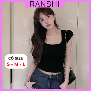 Áo Thun Cổ Vuông RANSHI Thiết Kế Tay Ngắn Ôm Sát Body Tôn Vòng 1 Chất Thun Tăm Hàn Đanh Mát - RA222