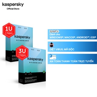 Combo Phần mềm diệt virus Kaspersky Standard (1 Thiết bị/năm và 3 Thiết bị/năm) | 2 Hộp sản phẩm riêng biệt