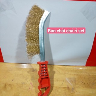 Chổi đánh rỉ sắt bàn chải đồng cán đỏ sét cầm tay loại đẹp, bàn chải cán đỏ cước đồng đánh rỉ sét