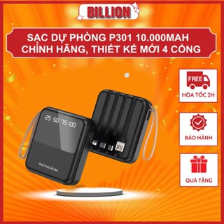  Sạc Dự Phòng Sendem P301 10000mAh Nhỏ Gọn Tiện Lợi Tích Hợp 4 Dây Sạc  Màu Sắc Đa Dạng Chính Hãng BILLION. 