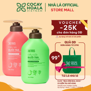 Combo Bộ Dầu Gội Xả Bưởi Trà COCAYHOALA VIETNAM, Dưỡng Tóc Chắc Khỏe, Mềm Mượt Tự Nhiên-Dung Tích 500g