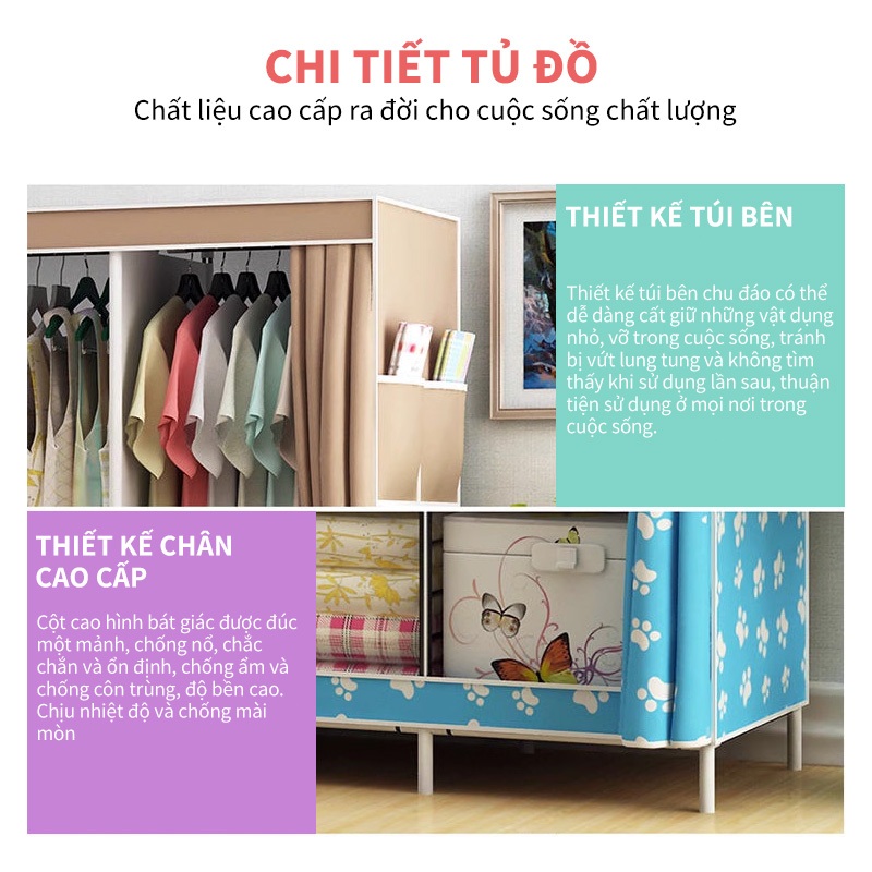 Tủ Vải Tủ Đựng Quần Aó Đa Năng Khung Thép Chịu Lực Tốt Chống Bụi Thiết Kế Hiện Đại | BigBuy360 - bigbuy360.vn