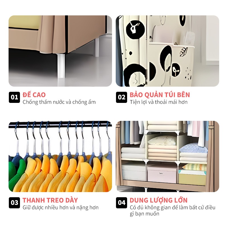 Tủ Vải Tủ Đựng Quần Aó Đa Năng Khung Thép Chịu Lực Tốt Chống Bụi Thiết Kế Hiện Đại | BigBuy360 - bigbuy360.vn