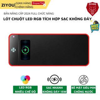 Lót Chuột LED RGB Cảm Ứng Tích Hợp Sạc Không Dây 15W Ziyou G96 , Pad Chuột Cỡ Lớn