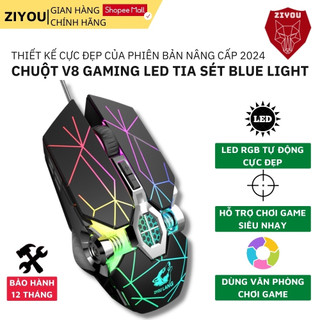 Chuột Máy Tính Có Dây Game Thủ Ziyou V8 Led Rgb Thiết Kế Tia Sét Độc Lạ / 6 Nút Bấm Full Chức Năng Cho Máy Tính, Laptop