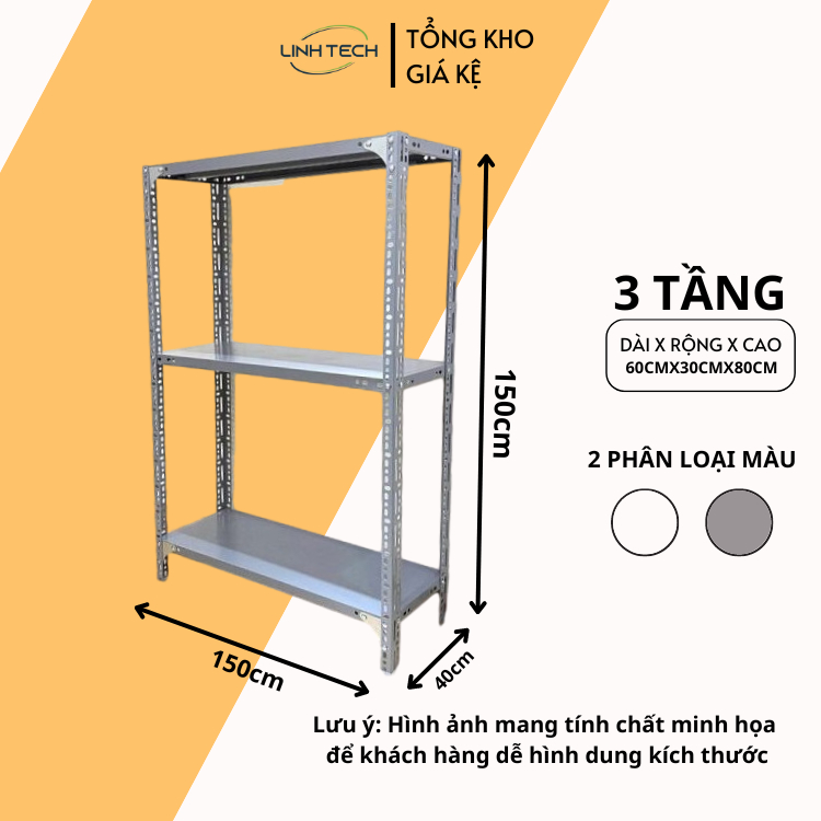 Kệ V lỗ 40x150x150 , 3 tầng