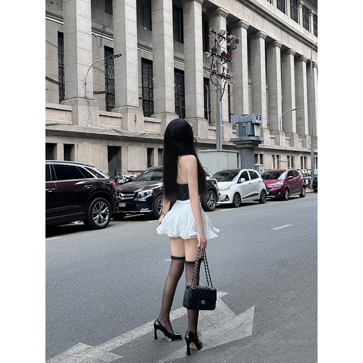 Áo Gile Hở Lưng, Họa Tiết Sọc, Nút Bọc Đặc Biệt THELSTUDIOS | BigBuy360 - bigbuy360.vn