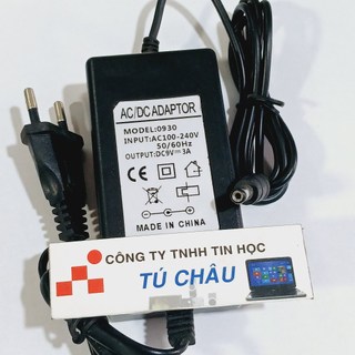 Adapter DC 9V - 3A / Đầu cắm 5.5mm x 2.1mm (Dây liền adapter)