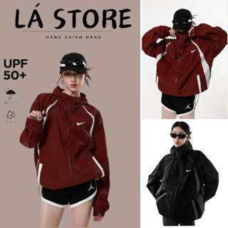 Áo khoác dù Nike có mũ cao cấp chuẩn form nam nữ chất dù 2 lớp form rộng unisex chống nắng chống gió D02 LÁ STORE