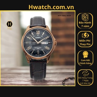 Đồng hồ nam casio pin mtp-1384l-1avdf quartz dây da mặt đen