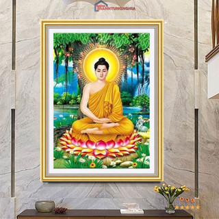 Tranh đính đá LV047 (65cm x 50cm), tranh thêu phật thích ca mâu ni DV6397 LV3338 (43cm x 55cm)