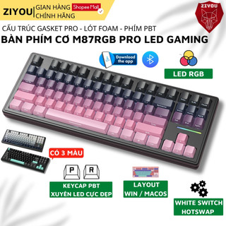 Bàn Phím Cơ Không Dây Bluetooth Có Hotwap Ziyou XM87 LED RGB Lót Foam 3 Mode Cho Máy Tính, Laptop, Ipad