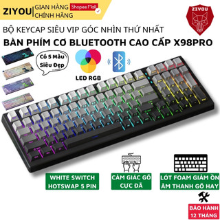 Bàn Phím Cơ Không Dây Bluetooth Ziyou X98PRO Gaming LED Rgb Cấu Trúc Phím Gasket VIP, Hotswap 5 Pin