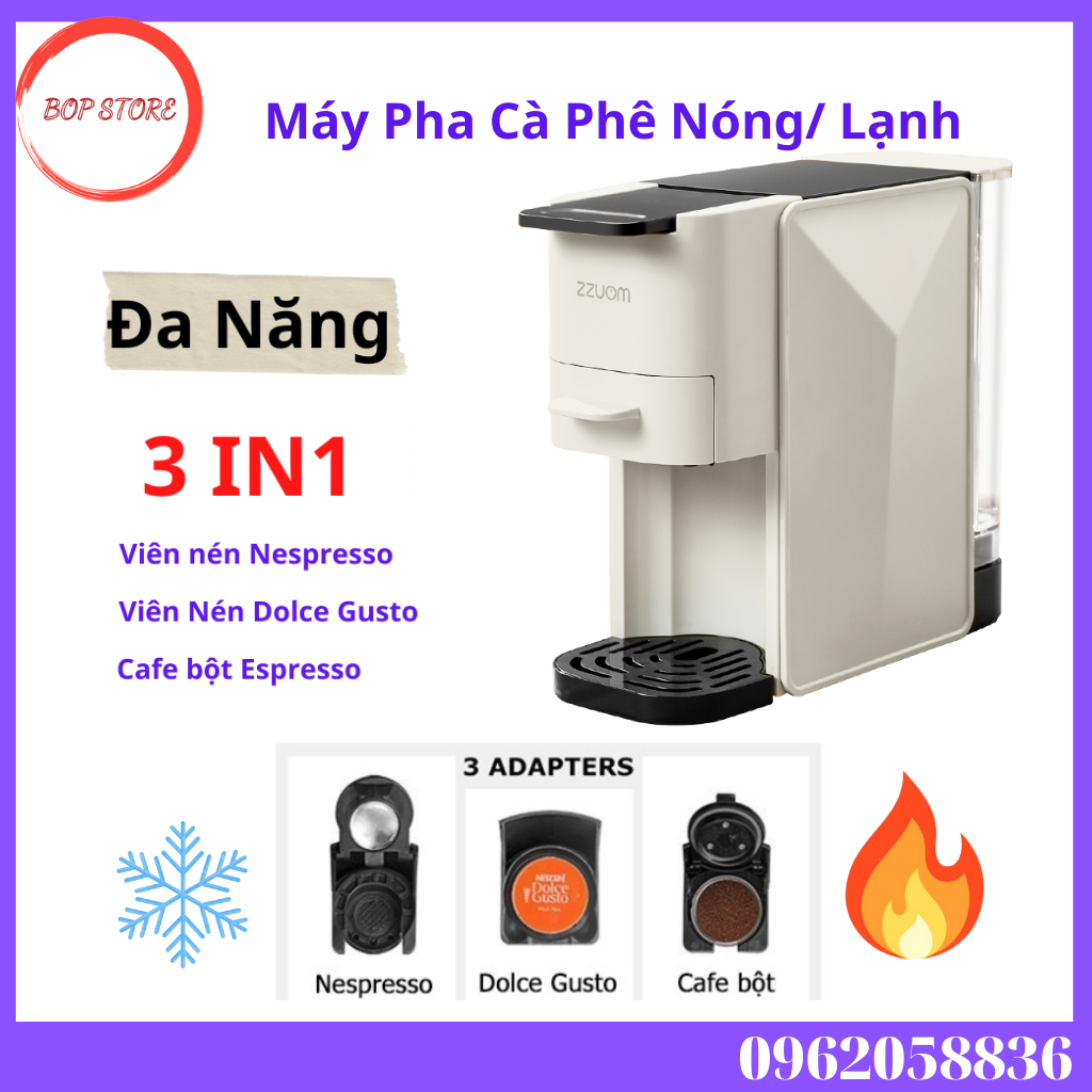 Máy Pha Cà Phê  Viên Nén, Máy Pha Cà Phê Nóng Lạnh, Pha Cafe Đa Năng 3 Trong 1 ZZUOM CM6891