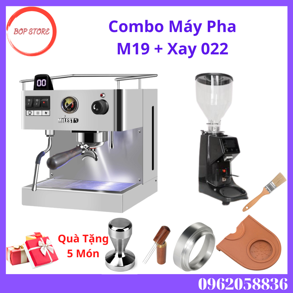 Combo Máy Pha Cafe Milesto M19 + Xay 022
