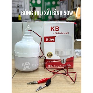 Đèn led trụ 50w kẹp bình ắc quy 12v, bóng trụ sài bình giá rẻ