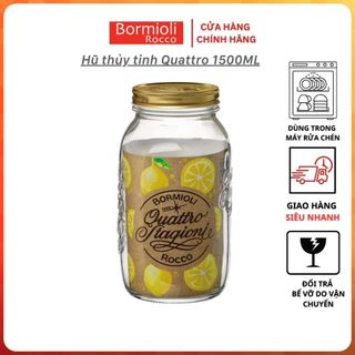 Hũ thủy tinh nắp thiếc Quattro 1500ml I Chính hãng Bormioli