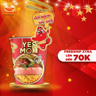 Thùng 24 ly Mì Bò Cải Chua Yes Mom Có Xúc Xích 76g/ly