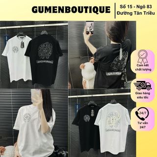 Áo Thun Nam Chôm Heart Thêu Logo Hai Mặt Cực Xịn - Áo Phông Nam C H Thêu Họa Tiết Hai Màu Siêu Nét