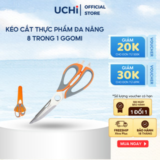 Kéo cắt thực phẩm đa năng 8 trong 1 ggomi hàn quốc, gg154, 28cm, thép không gỉ, cắt thực phẩm, hoa quả, tháo thành dao