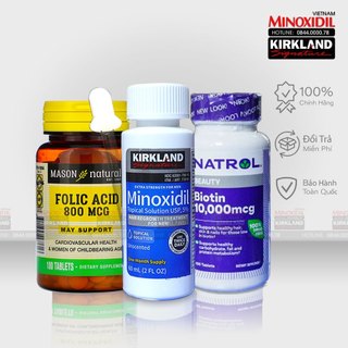 Dung dịch mọc râu minoxidil 5% Combo 1 Lỏng 1 Biotin 1 Folic Acid