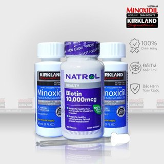 Thuốc mọc râu tóc Minoxidil 5% Combo 2 Lỏng 1 Biotin