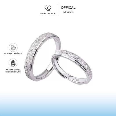 Nhẫn Đôi Bạc Free size Blue Peach NĐ Mặt Nhám WG ND335