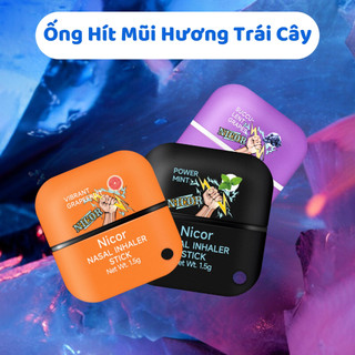 Ống hít mũi nicor, hít thông mũi 2 đầu hương trái cây the mát với tinh dầu hít bạc hà giảm nhanh ngạt mũi