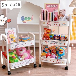 Kệ Đựng Đồ Đa Năng Giỏ Để Đồ 3 Tầng Có Bánh Xe Di Chuyển Tặng Kèm Sticker Dễ Thương siêu tiện lợi